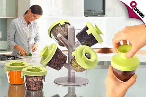 From QR35 Zest Up Your Kitchen with a 6-Piece Pop-Up Spice Rack! (Up to QR198 Value)